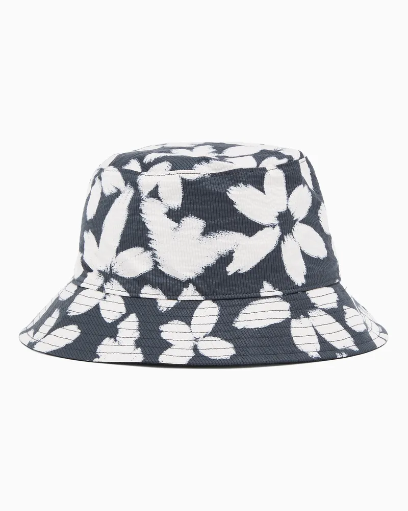 Emporio Armani Cloche reversibile fantasia Flower eagle Blu