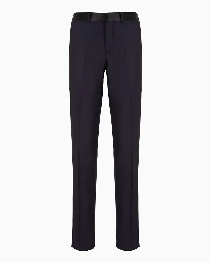 Emporio Armani Pantaloni in lana vergine pettinata Blu