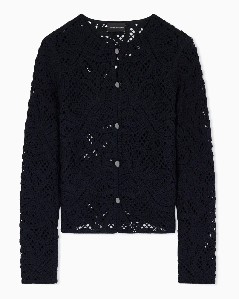 Emporio Armani Giacca in tessuto ricamo cornely effetto macramé Nero