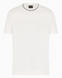 Emporio Armani OFFICIAL STORE T-shirt Con Collo Logato In Jersey Misto Lyocell Asv Bianco