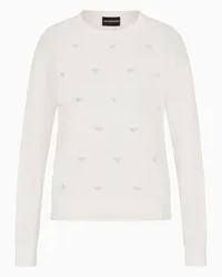 Emporio Armani OFFICIAL STORE Maglione In Lana Rasata Con Micro Strass Bianco