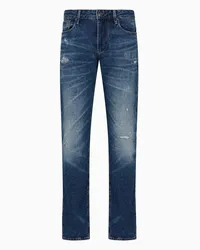 Emporio Armani OFFICIAL STORE Jeans J06 Slim Fit In Denim Stretch Effetto Used Blu