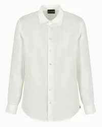 Emporio Armani OFFICIAL STORE Camicia Collo Francese In Lino Tinto Capo Bianco