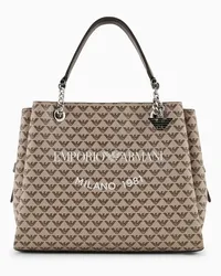 Emporio Armani OFFICIAL STORE Borsa A Mano Eagle All Over E Stampa Logo Milano 1981 Beige