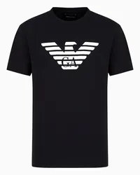 Emporio Armani OFFICIAL STORE T-shirt In Jersey Pima Con Stampa Logo Blu