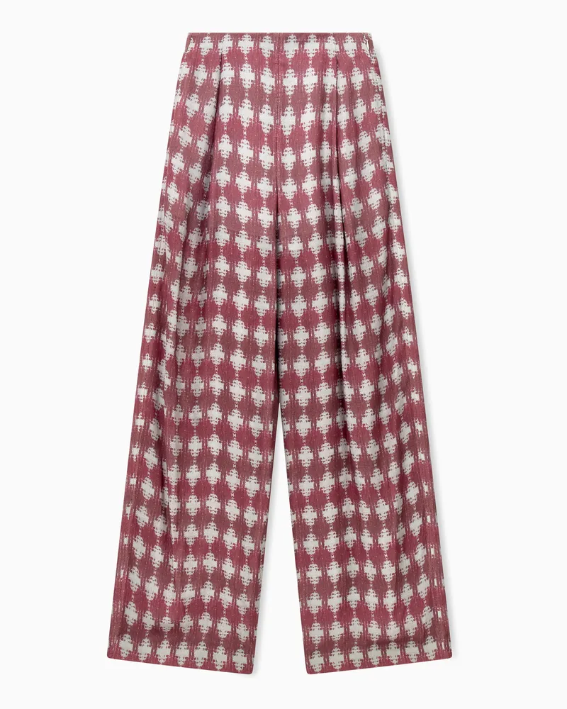 Emporio Armani Pantaloni a gamba larga in modal e cashmere a quadri Fantasia