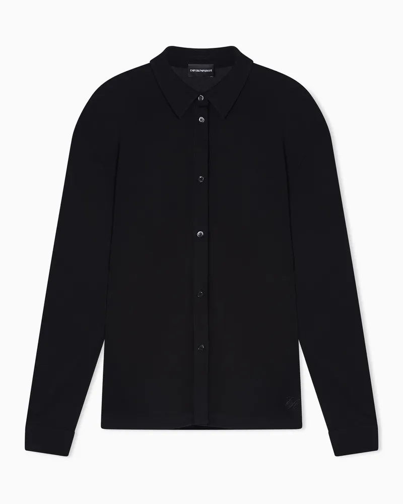 Emporio Armani Camicia effetto twin set in viscosa crepe interlock Nero