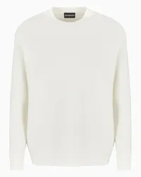 Emporio Armani OFFICIAL STORE Maglione A Collo Alto In Lana Vergine Con Trama Microstruttura Bianco