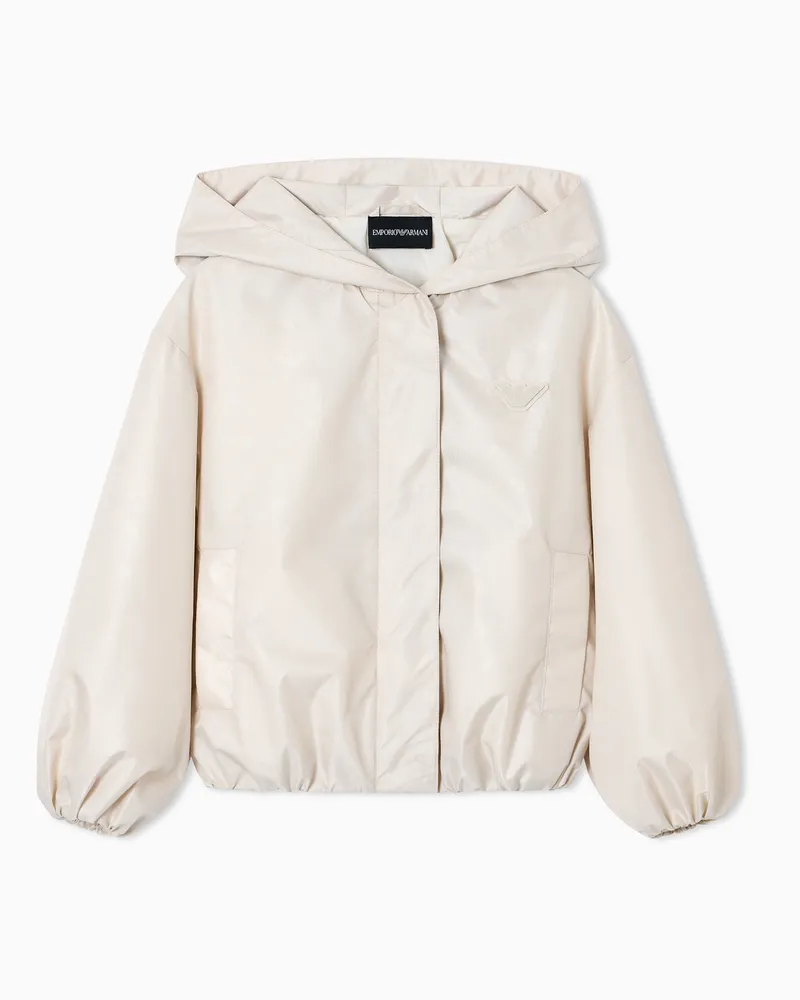 Emporio Armani Blouson con cappuccio in nylon eagle all over Beige