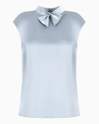 Emporio Armani OFFICIAL STORE Blusa Con Collo Fiocco In Satin Grigio