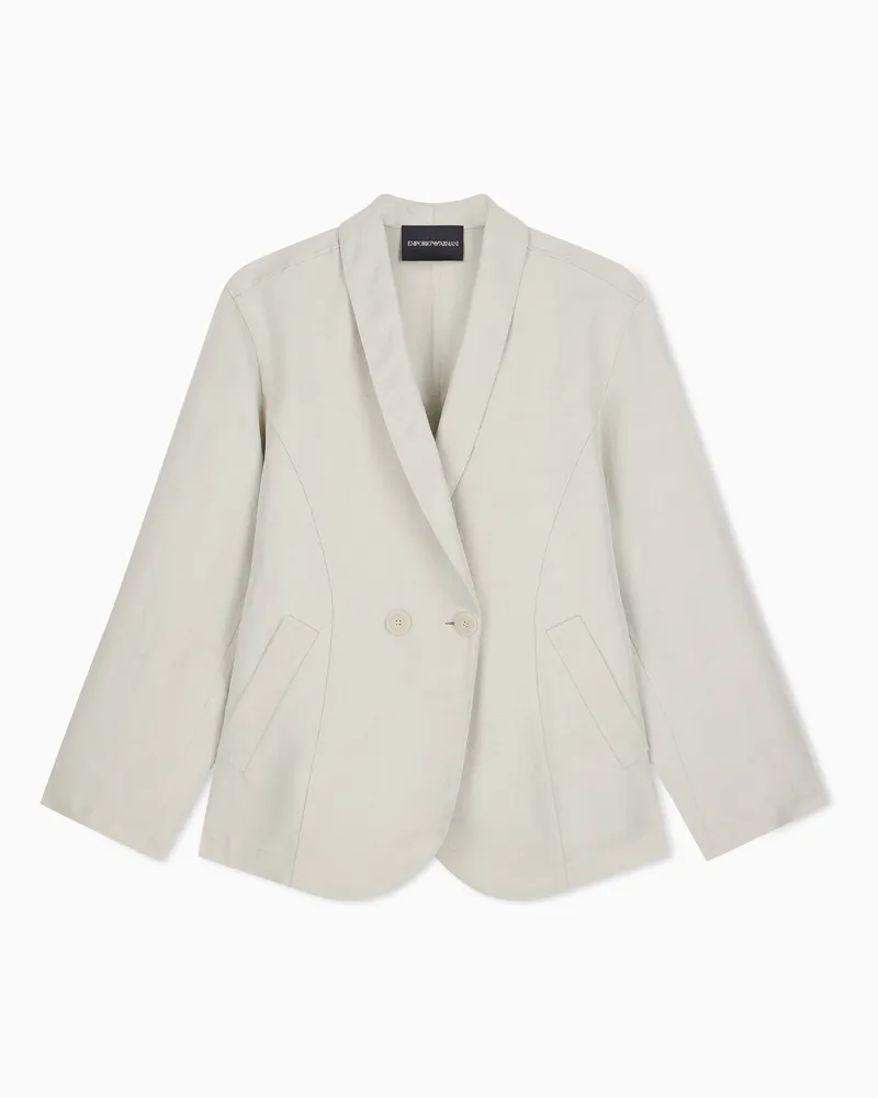 Emporio Armani Giacca doppiopetto in misto lino Beige