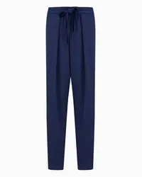 Emporio Armani OFFICIAL STORE Pantaloni Con Arricciatura E Nastri In Crepe Satin Stretch Blu