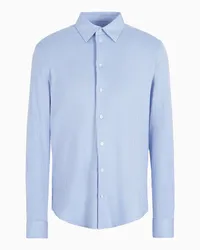 Emporio Armani OFFICIAL STORE Camicia In Jersey Misto Lyocell A Righe Asv Azzurro