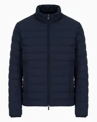 Emporio Armani OFFICIAL STORE Piumino Full Zip In Nylon Trapuntato Con Patch Logo Aquila Blu