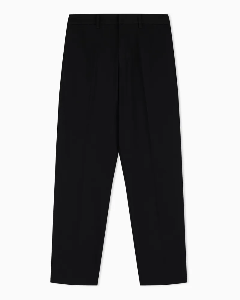 Emporio Armani Pantaloni in tessuto armaturato effetto waffle Nero