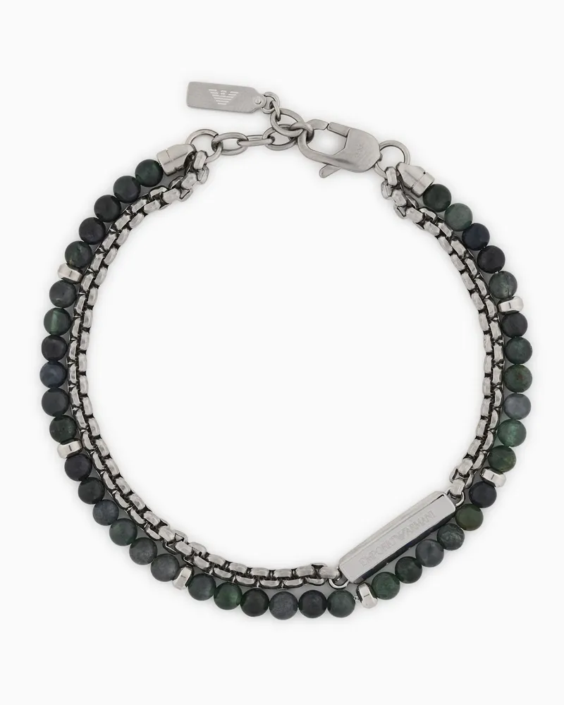 Emporio Armani Bracciale in acciaio inossidabile con agata erba Multicolore