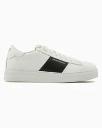 Emporio Armani OFFICIAL STORE Sneakers In Pelle Con Dettaglio Logato Bianco