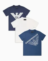 Emporio Armani OFFICIAL STORE Pack 3 T-shirt In Jersey Con Stampa Aquila Asv Blu