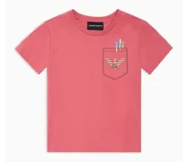 Emporio Armani OFFICIAL STORE T-shirt In Jersey Con Stampa Back To School Asv Rosa