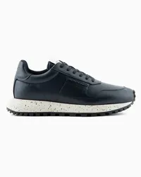 Emporio Armani OFFICIAL STORE Sneakers In Pelle Riciclata Asv Blu