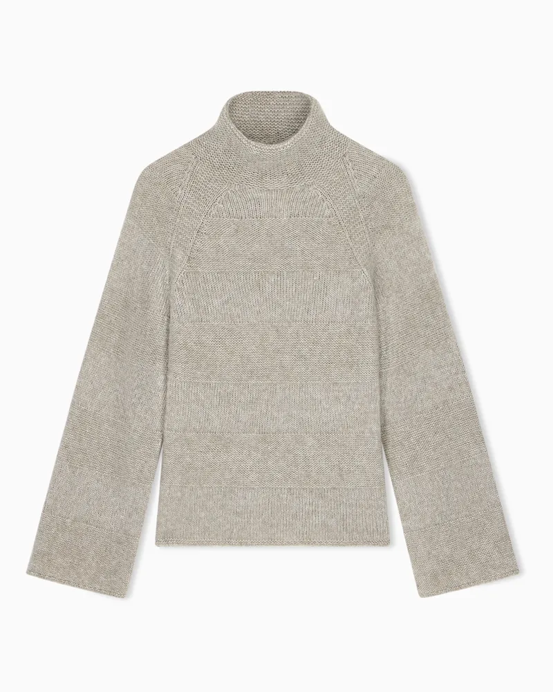 Emporio Armani Maglione lavorato a collo alto in misto alpaca e lana Marrone
