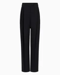 Emporio Armani OFFICIAL STORE Pantaloni Palazzo Con Pinces In Envers Satin Nero