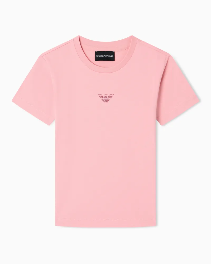 Emporio Armani T-shirt in jersey con aquila glitter Rosa
