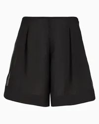 Emporio Armani OFFICIAL STORE Shorts Con Pieghe Godet In Organza Di Seta Capsule Moon Nero