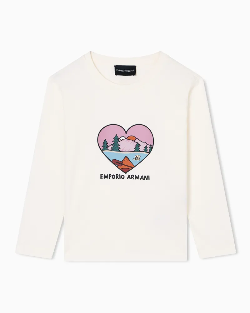 Emporio Armani Maglia in jersey stampa foresta ASV Bianco