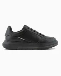 Emporio Armani OFFICIAL STORE Sneakers In Pelle Con Logo Laterale Nero