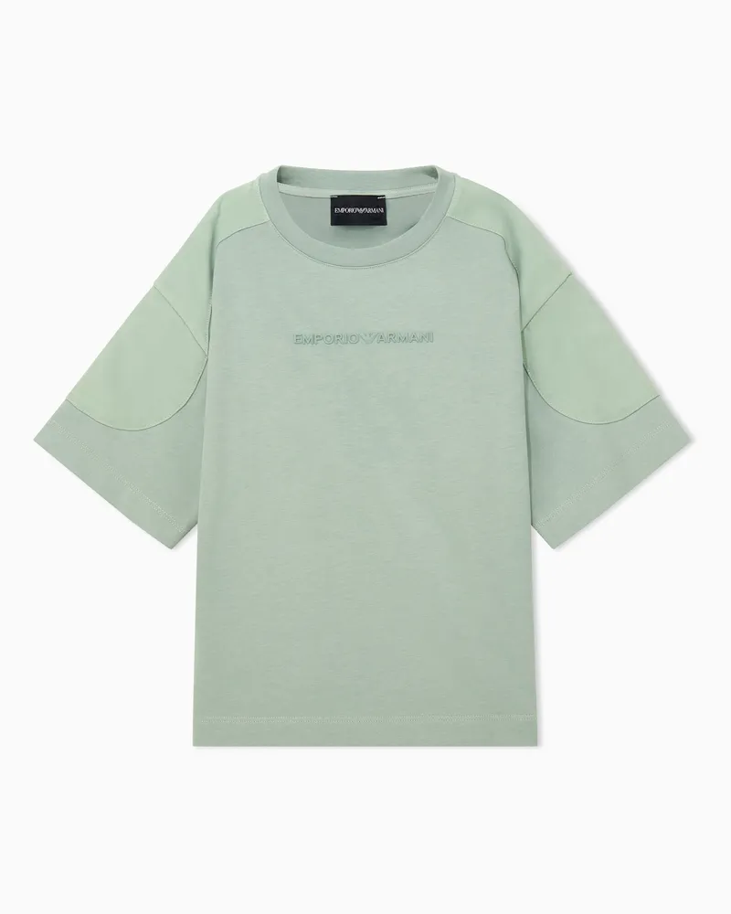Emporio Armani T-shirt over in cotone con logo e maniche raglan Verde