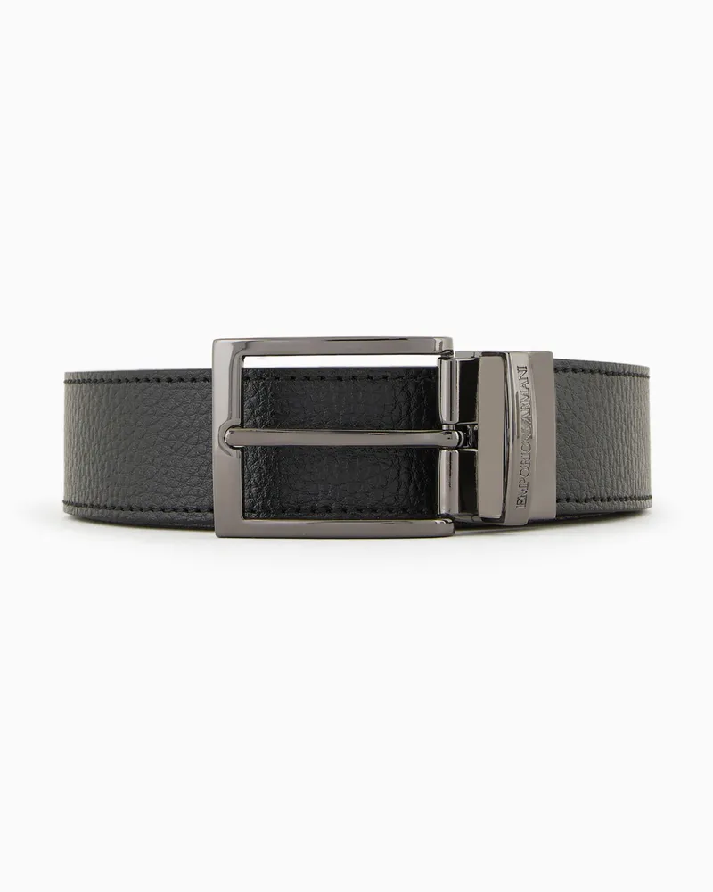 Emporio Armani Cintura reversibile in pelle stampa palmellata Nero