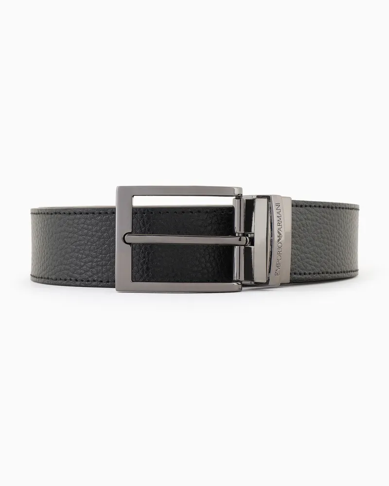 Emporio Armani Cintura reversibile in pelle stampa palmellata Nero