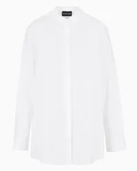 Emporio Armani OFFICIAL STORE Camicia Over Collo Guru In Cotone Smerigliato Bianco