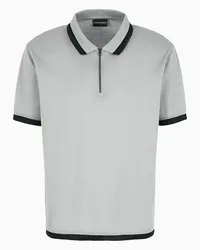 Emporio Armani OFFICIAL STORE Polo In Piquet Mercerizzato Con Zip E Profili A Contrasto Grigio