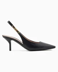 Emporio Armani OFFICIAL STORE Décolleté Slingback In Nappa Con Placca Aquila Nero