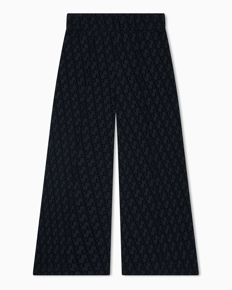 Emporio Armani Pantaloni in jersey interlock logo flock EA all over Blu
