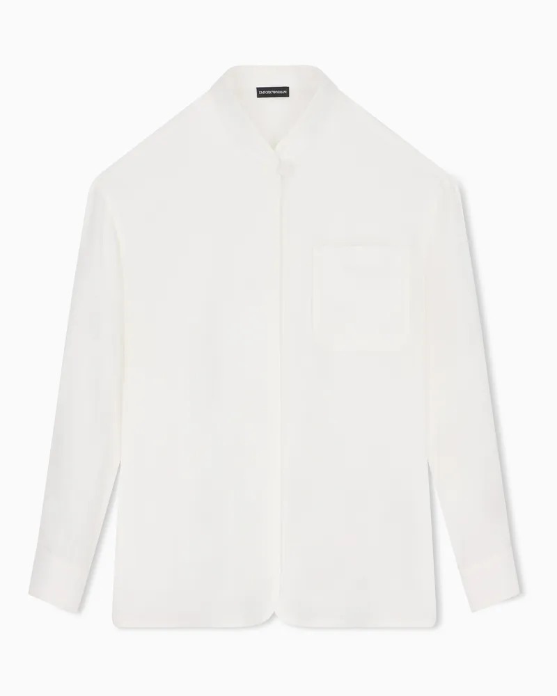 Emporio Armani Camicia in misto seta armaturata Capsule Signature Bianco