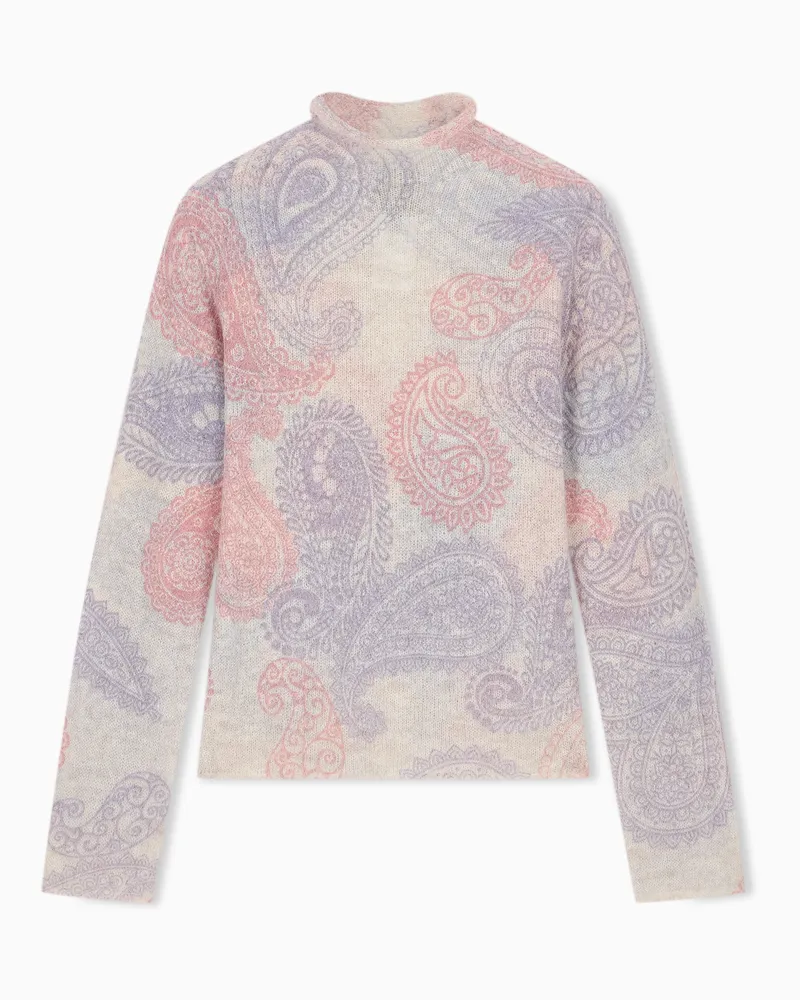 Emporio Armani Maglione in alpaca stampa paisley Capsule Boteh Blu