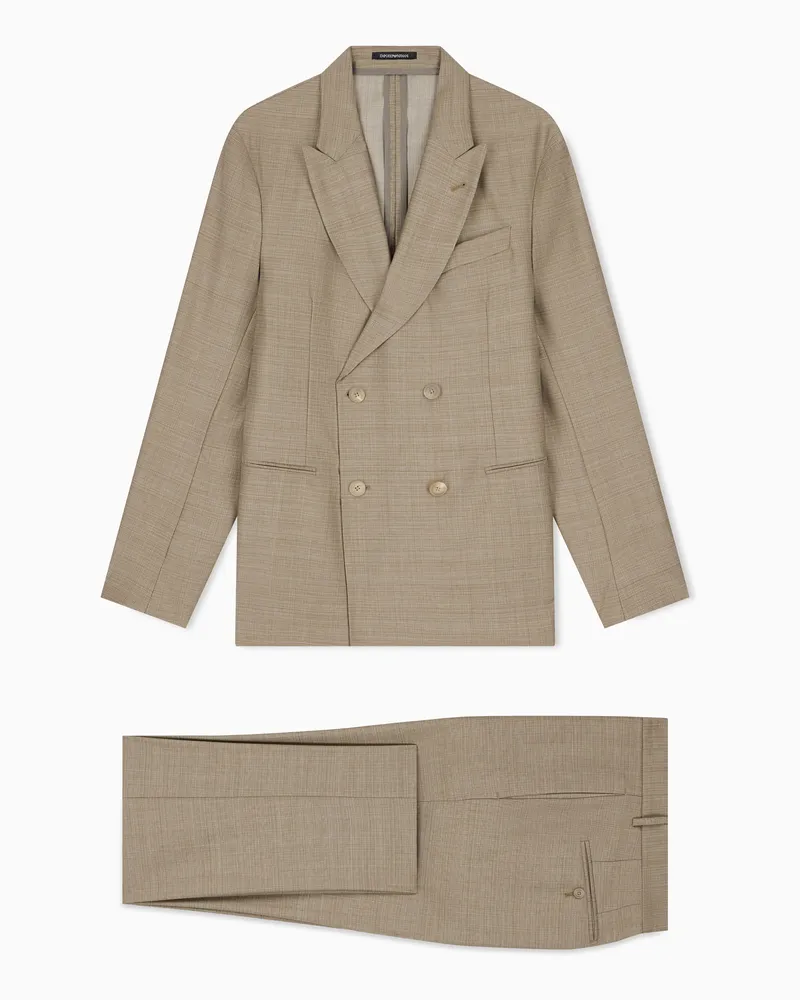 Emporio Armani Abito sfoderato in lana vergine con effetto stuoia Beige