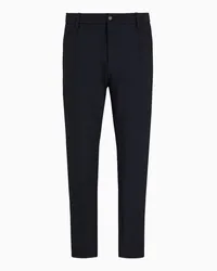 Emporio Armani OFFICIAL STORE Pantaloni Con Nervature In Jersey Tecnico Con Microfantasia Effetto 3d Blu