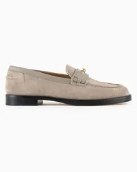 Emporio Armani OFFICIAL STORE Mocassini In Suede Con Dettagli In Pelle Icon Beige