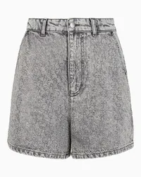 Emporio Armani OFFICIAL STORE Shorts In Denim 12,5 Oz Con Logo Strass All Over Grigio