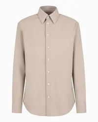 Emporio Armani OFFICIAL STORE Camicia In Panno Leggero Misto Lana Beige