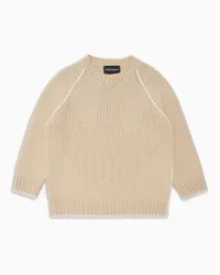 Emporio Armani OFFICIAL STORE Maglione In Misto Lana Vergine Con Intarsio Maxi Aquila Beige