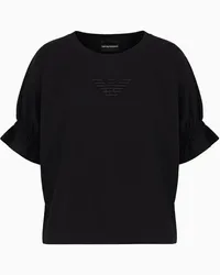 Emporio Armani OFFICIAL STORE T-shirt In Jersey Stretch Organico Con Ricamo Aquila Asv Nero