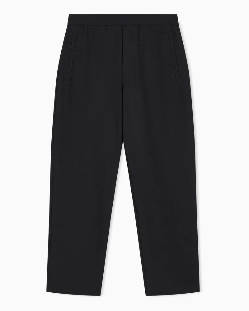 Emporio Armani Pantaloni in jersey interlock di cotone e lyocell Nero