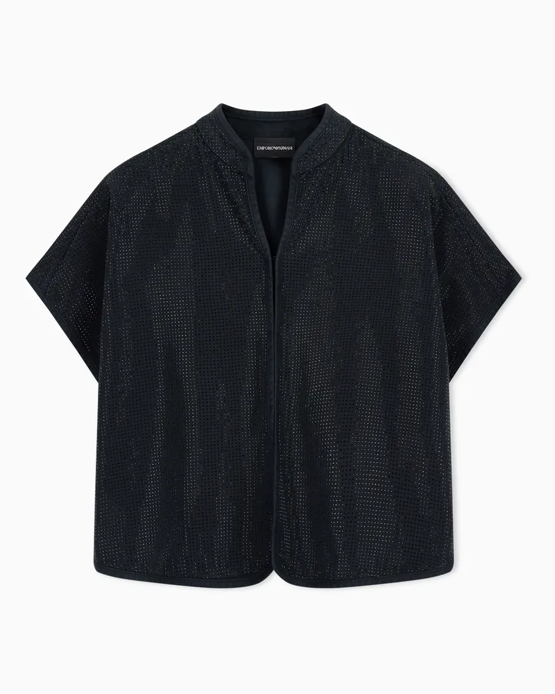 Emporio Armani Top in drill con micro borchie all over Nero