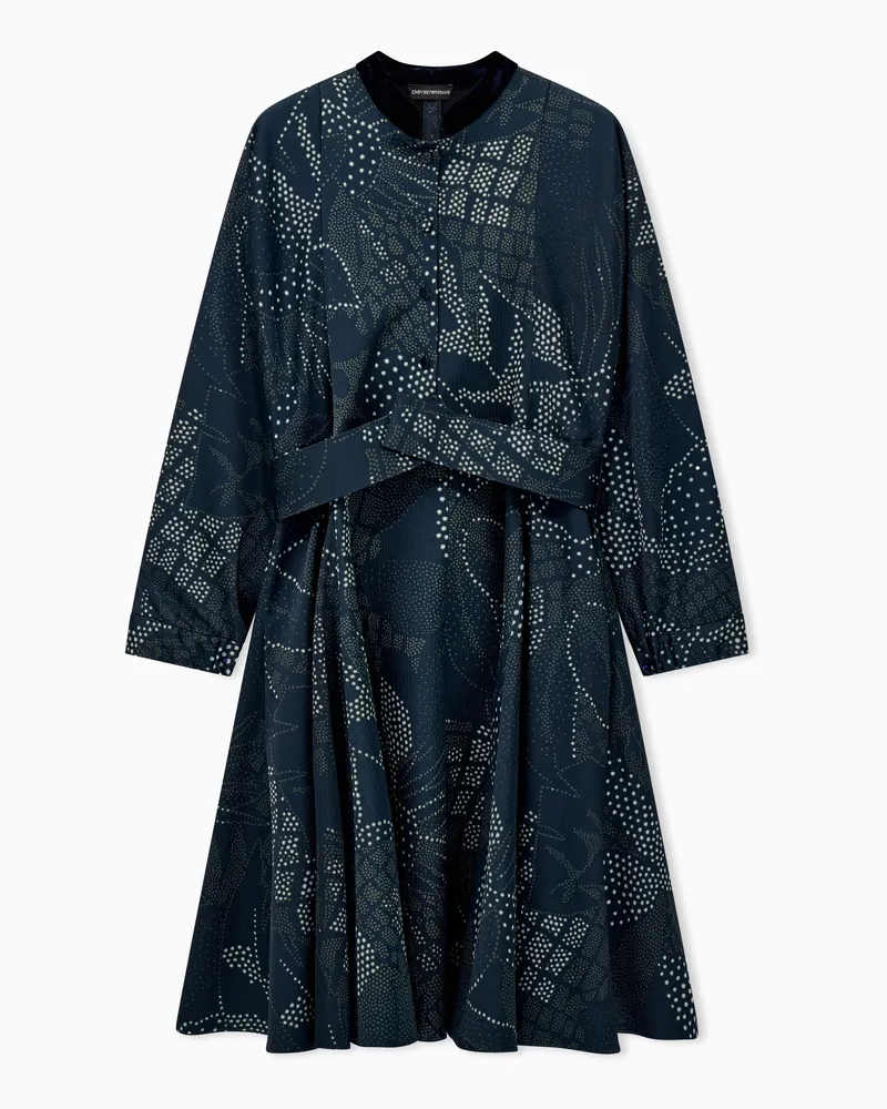 Emporio Armani Abito in creponne con stampa a fiori e pois e maniche lunghe Fantasia