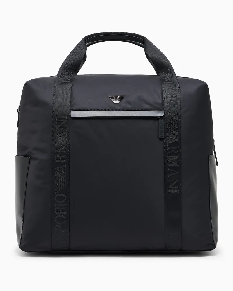 Emporio Armani Borsa riciclata modello borsone con tracolla removibile Nero